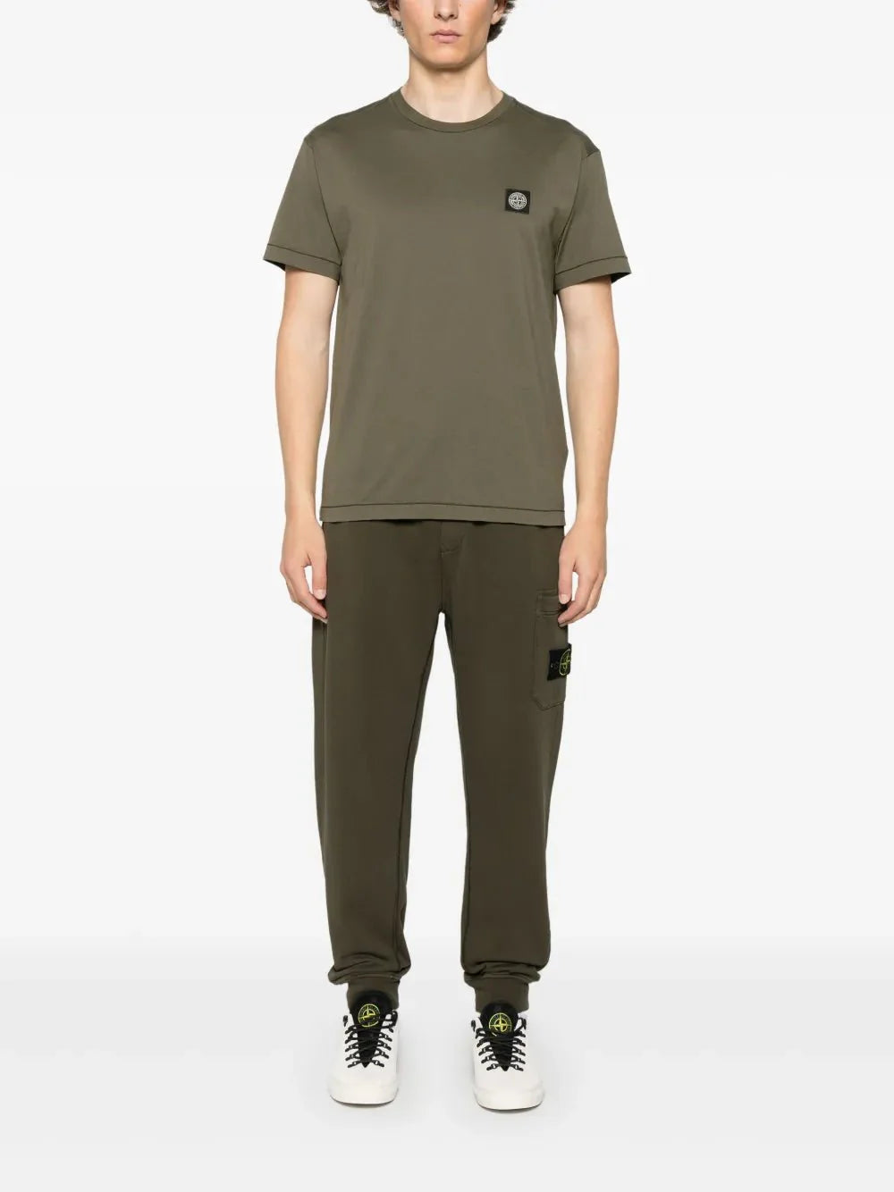 Compass-patch cotton T-shirt