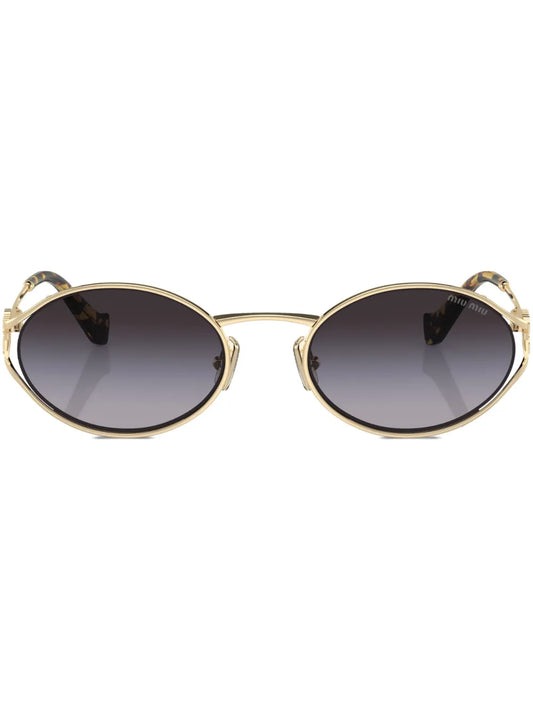 Miu Miu Eyewear lunettes de soleil ovales à plaque logo