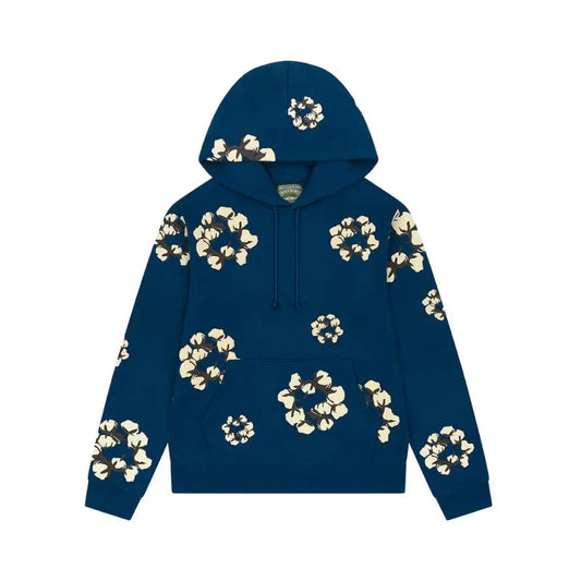DENIM TEARS HOODIE CACTUS TEARS WREATH NAVY BLUE