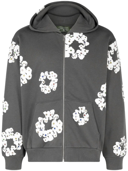 hoodie zippé Rhinestone Wreath
