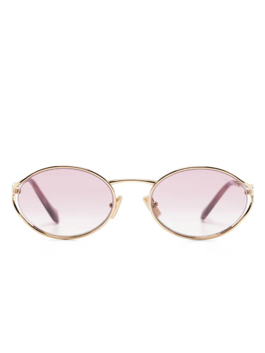 Miu Miu Eyewear lunettes de soleil ovales à plaque logo