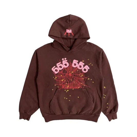 SPIDER HOODIE 555 BROWN RED