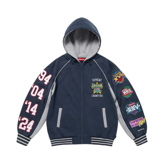 SUPREME ZIP HOODIE PLAYOFFS NAVY