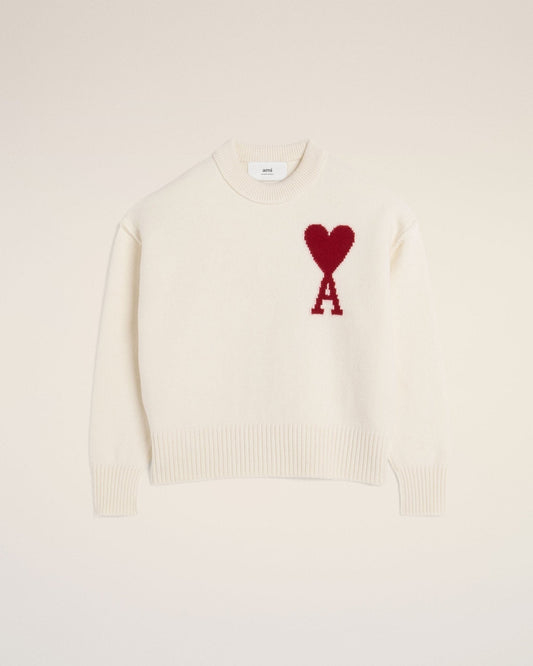 WHITE WOOL AMI SWEATER